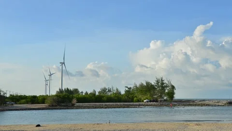 Time lapse background Wind turbines Stock Footage 161093047