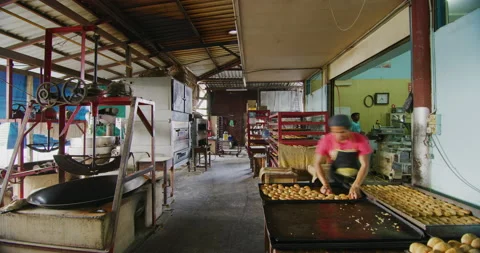 Time Lapse of Bakers at a Cookie and Biscuit Factory in Miri, East Malaysia Stock Footage 148787850