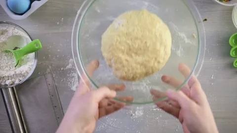 Time-lapse. Baking Italian Easter bread with blue colored egg. 스톡 동영상 73803827