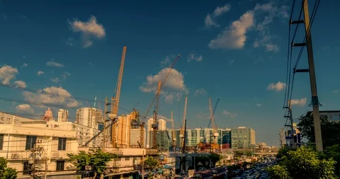 Time-lapse Bangkok development construction Stock Footage 100254089