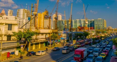 Time-lapse Bangkok development construction Stock Footage 100254942