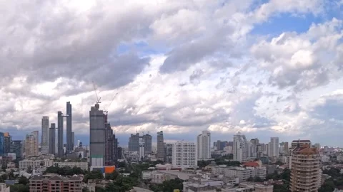Time Lapse of Bangkok Skyline with Clouds Passing Stock Footage 345792585