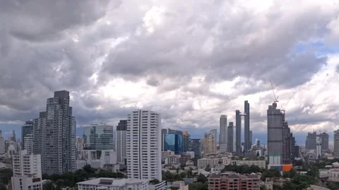 Time Lapse of Bangkok Skyline with Rolling Storm Clouds Video stock 346009434
