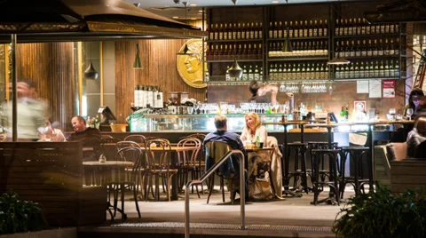 Time lapse of Bar at Night with Couple NTSC Video stock 27747352