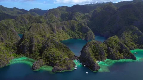 Time lapse Barracuda Lake Coron, Palawan, Philippines. Spectacular aerial view Stock Footage 333757867