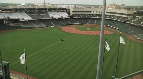 Time lapse of baseball diamond being mowed Stock Footage 56947470