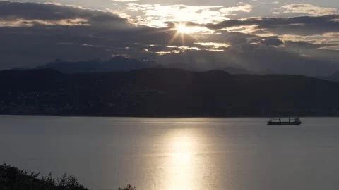 Time-lapse from bay of La Spezia with moving sea and clouds Stock Footage 252244405