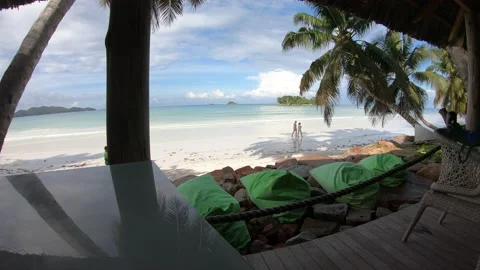 Time Lapse from the beach bar in Praslin, Seychelles Stock Footage 196719126