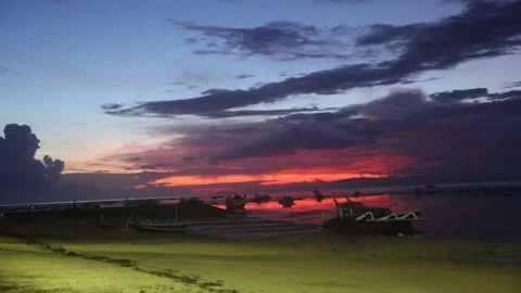 Time lapse of Beach with Boat in Bali, Indonesia Stock Footage 131155170