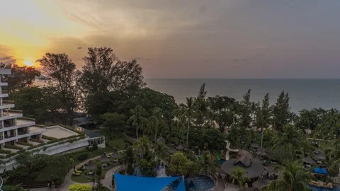 Time lapse of beach front resort during sunset. Stock Footage 96105385