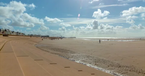 Time lapse of beach from promenade Stock Footage 57517000