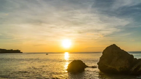 Time lapse of beach at sunset Stockbeeldmateriaal 89952688