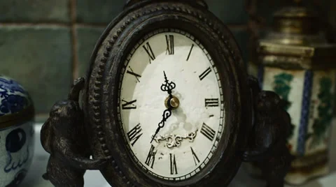 Time-lapse of beautiful, antique clock with decorations. Stock Footage 35551512