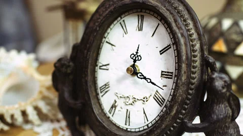 Time-lapse of beautiful, antique clock with decorations. Stock Footage 35610659