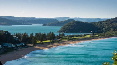 Time lapse of Beautiful Australian Beach from the headland 112GYPBG PAL Video stock 26357092