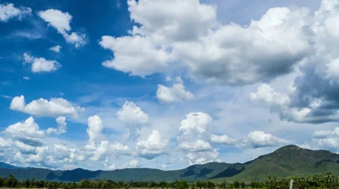 Time lapse beautiful blue sky and cloud blowing in the wind Stock Footage 29673476