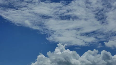 Time-Lapse of Beautiful blue sky on a summer day with white cumulus Stock Footage 157378122