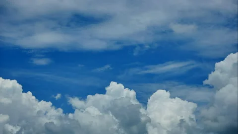 Time-Lapse of Beautiful blue sky on a summer day with white cumulus Stock Footage 201457908