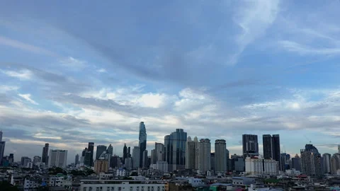 Time-Lapse of Beautiful blue sky with white cumulus on Cityscape Stock Footage 253389011