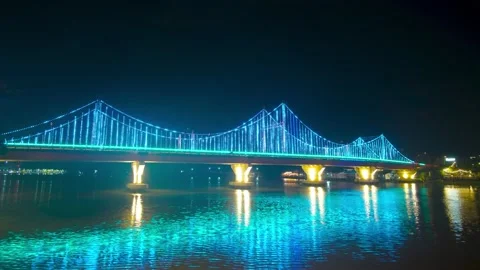 Time lapse beautiful bridge light decoration wave Stock Footage 142398814
