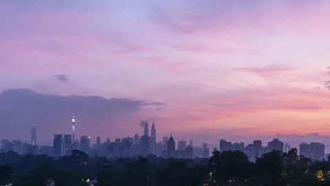 Time lapse of beautiful cityscape of Kuala Lumpur during sunrise or sunset Stock-Footage 93569259
