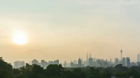 Time lapse of beautiful cityscape of Kuala Lumpur during sunrise or sunset Stock Footage 93569758