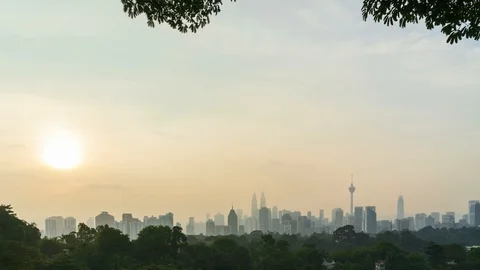 Time lapse of beautiful cityscape of Kuala Lumpur during sunrise or sunset Stock Footage 93569893