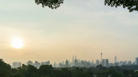 Time lapse of beautiful cityscape of Kuala Lumpur during sunrise or sunset Stock Footage 93569942
