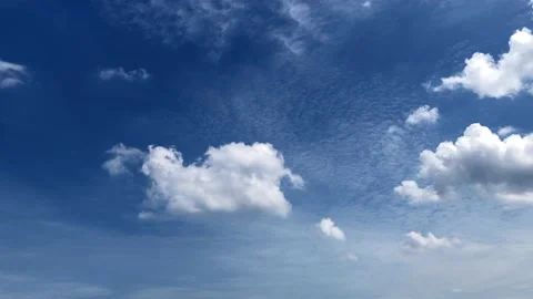 Time Lapse of Beautiful clear blue sky white clouds and puffy fluffy cumulus clo Stock Footage 231661202