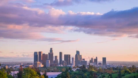Time Lapse - Beautiful Clouds Above Downtown Los Angeles Stock Footage 80445035