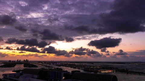 Time Lapse - Beautiful clouds at dawn in Miami, FL Stock Footage 243545010