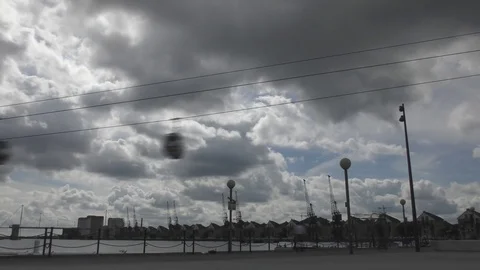 Time lapse. Beautiful clouds on the funicular. Stock Footage 76358363
