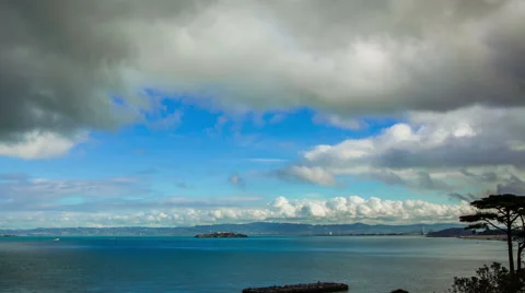 Time lapse - Beautiful Clouds Moving over San Francisco Bay Stock Footage 46334050
