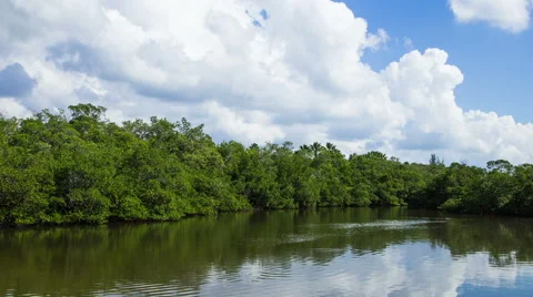 Time Lapse - Beautiful Clouds Moving Over River Stock Footage 61742161