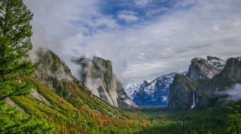 Time Lapse - Beautiful Clouds Moving Over Yosemite Valley, California, USA Stock Footage 65907735