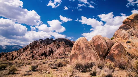 Time Lapse - Beautiful Clouds Moving Over Rock Formation in Alabama Hills Stock Footage 66875356