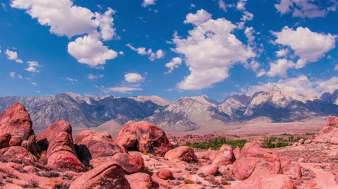 Time Lapse - Beautiful Clouds Moving Over Rock Formation in Alabama Hills Stock Footage 66877334