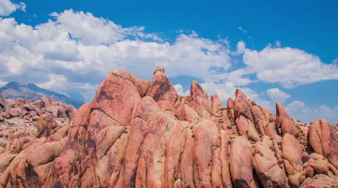 Time Lapse - Beautiful Clouds Moving Over Rock Formation in Alabama Hills Stock Footage 67588103
