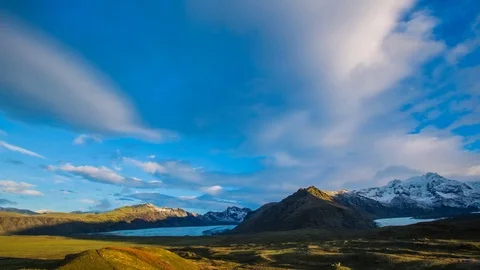 Time Lapse - Beautiful Clouds Moving over Mountains and Glacier in Iceland Stock Footage 69897720