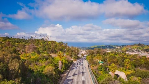 Time Lapse - Beautiful Clouds Moving Over Highway with Traffics Stock Footage 74246898