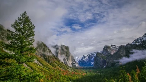 Time Lapse - Beautiful Clouds Moving Over Yosemite Valley, USA Stock Footage 74952747