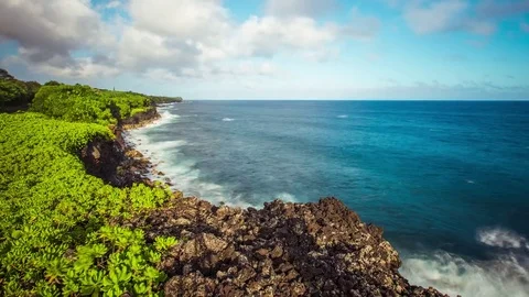 Time Lapse - Beautiful Clouds Moving Over Coastline of Oahu, Hawaii Stock Footage 76922211