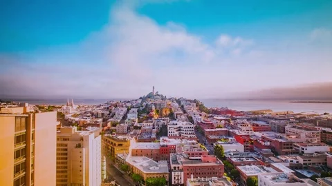 Time Lapse - Beautiful Clouds Moving Over Downtown San Francisco - 4K Stock Footage 80634175