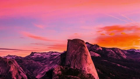 Time Lapse - Beautiful Clouds Moving Over Half Dome - 4K Stock Footage 84919779