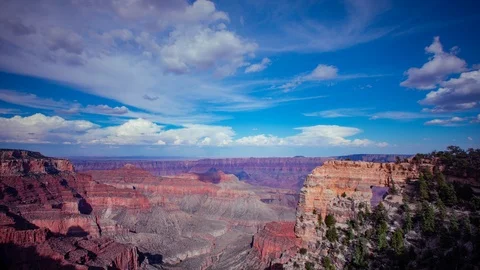 Time Lapse- Beautiful clouds moving over Grand Canyon North Rim in Arizona - 4K Stock Footage 92875483