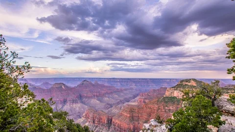 Time Lapse- Beautiful Clouds moving over Grand Canyon North Rim in Arizona Stock Footage 92875697