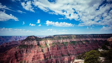 Time Lapse- Beautiful clouds moving over Grand Canyon North Rim in Arizona Stock Footage 92880028