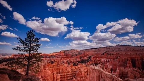 Time Lapse - Beautiful Clouds Moving Over Bryce Canyon National Park in Utah 4K Stock Footage 95878217