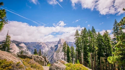Time Lapse - Beautiful Clouds Moving over Half Dome at Yosemite - 4K Stock Footage 95882533