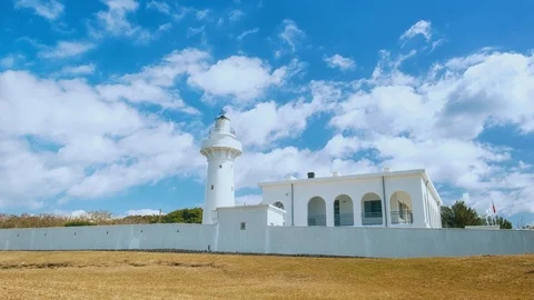 Time Lapse - Beautiful Clouds Moving Over Light House In Kenting, Taiwan - 4K Stock-Footage 124859075